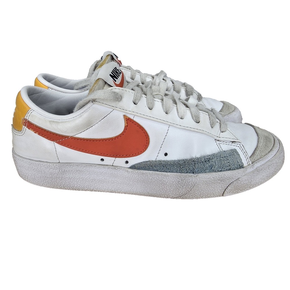 Nike Blazer Low 77 Sneakers Women 7 White Orange Low Top Casual Shoes DC4769-105